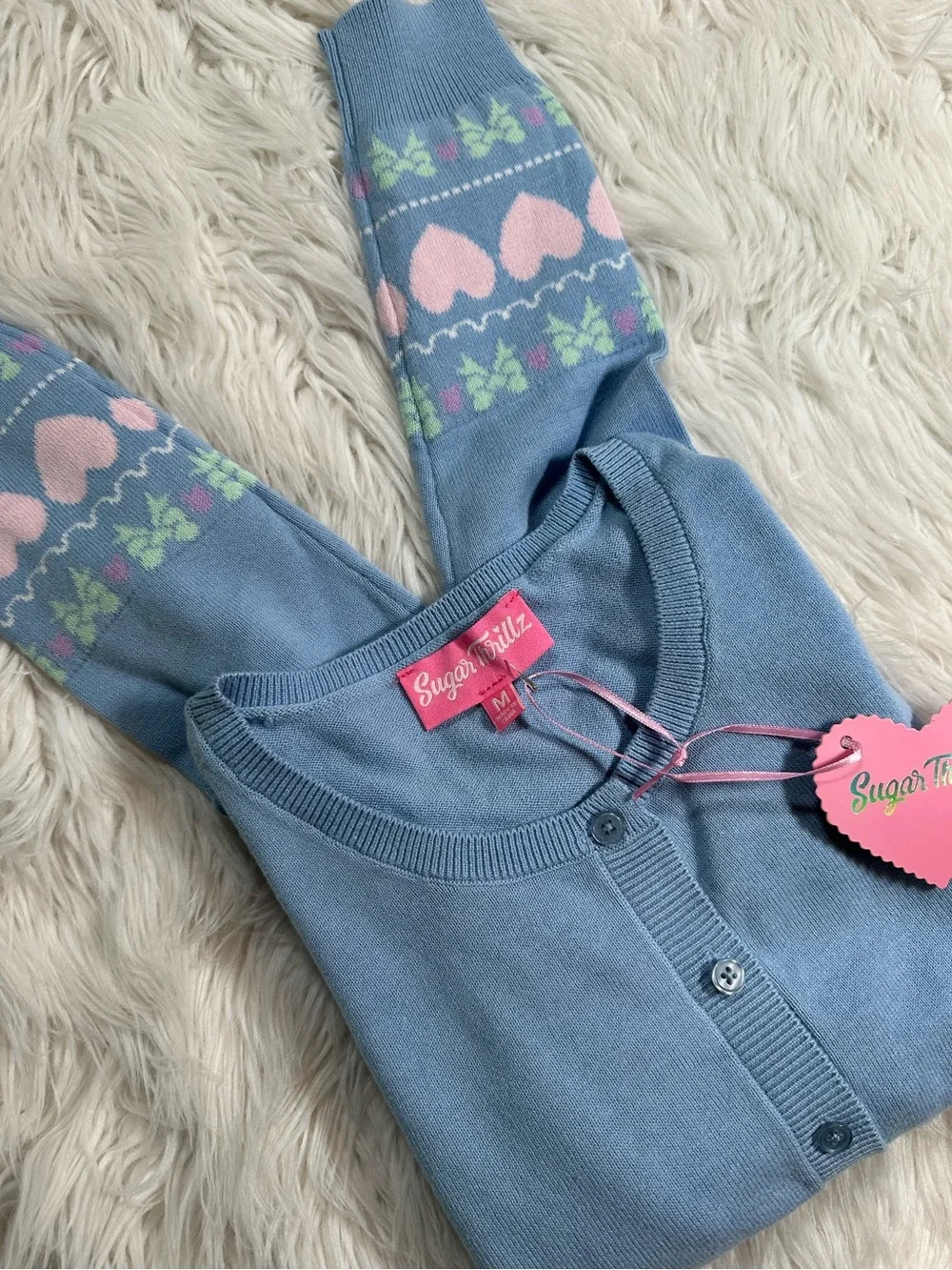 Dolls Kill • Sugar Thrillz Passion For You Intarsia Cute Pastel Cardigan Sweater